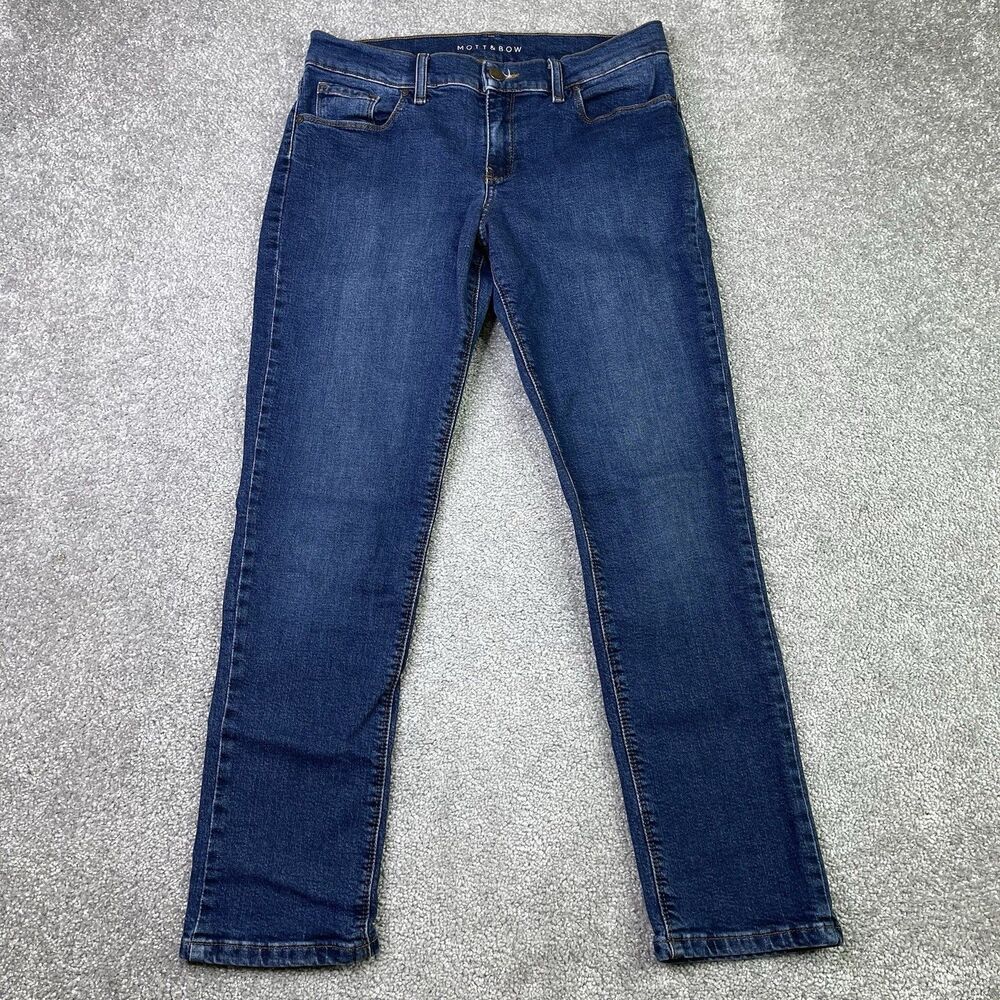 Mott & Bow Jeans Women’s 27X26.5 Blue Boyfriend Straight Mid-Rise Dark Denim